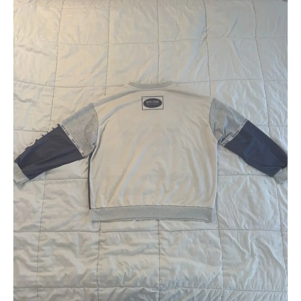 Rovax Crew Neck Sweatshirt Blue New York Loose Fit Drop Shoulder Women's Large